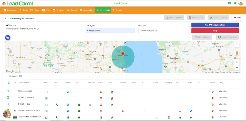 screenshot of Lead Carrot